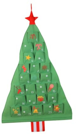 Sharplace Calendario Dell'Avvento a Forma di Albero di Natale Riutilizzabile con Tasche per Decorazioni Natalizie da Parete