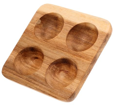 HIAKDOFT Acacia Wood Egg Tray with Slots Shatterproof Wooden Egg Holder for Kitchen Refrigerator and Restaurant Storage Elegant Serveware Counter