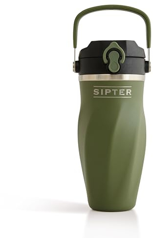 Sipter Shaker Bottle for Protein Mixes – Double Wall Stainless Steel, For Shakes, Water, Smoothies, Cocktails –Leak-Proof, 26oz, Copper-Insulated Blender Cup, BPA-Free No Mixing Tools (iron sage)