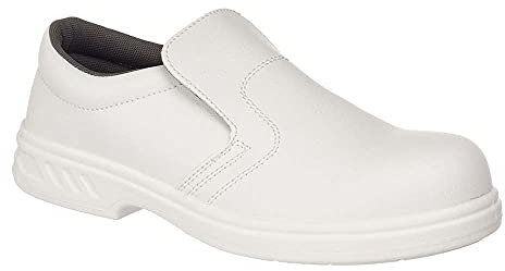 Portwest Mocasín De Seguridad Steelite S2, Tamaño: 41, Color: Blanco, FW81WHR41