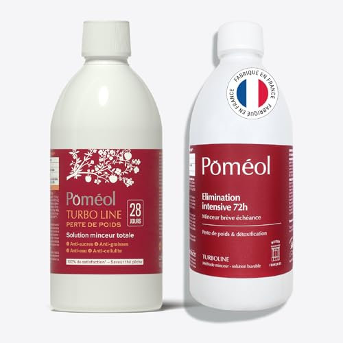 PACK DRAINEURS MINCEUR ǀ Boisson Perte de Poids TURBOLINE ǀ Élimination Intensive 72h + 28 jours pour Détoxification ǀ Drainage & élimination, Anti-eau, Anti-Graisses & Anti-Cellulite ǀ POMÉOL