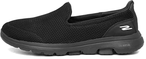 Skechers Go Walk 5, Zapatillas sin Cordones Mujer, Black Textile Trim, 38 EU