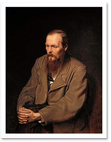 Wee Blue Coo Painting Portrait Perov Author Fyodor Dostoyevsky Art Print Framed Poster Wall Decor Kunstdruck Poster Wand-Dekor-12X16 Zoll