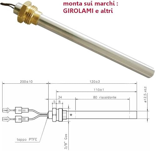 Resistenza Candeletta Stufa A Pellet 12,5mm Totale 12cm Girolami - 235w