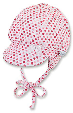 Sterntaler Ballonmütze für Mädchen mit Bindebändern, Ohrenklappen und Pünktchenmuster, Alter: 1-2 Monate, Größe: 35, Weiß