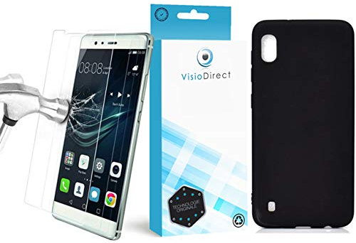 Visiodirect Verre trempé pour Huawei Honor 7A + Coque de Protection Noir Souple Silicone