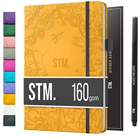 Scribbles That Matter Notizbuch A5 dotted + Free Pen! - Your 150 Seiten Bullet Dotted Journal Auslaufsicheres, 160gsm dickes Papier für die Arbeit Hardcover notizbuch dotted (5,75 x 8,5), Senf