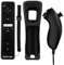 QUMOX 2 en 1 Manette pour Wii, Manette Nunchuck, Contrôleur Télécommande, Console Remplacement, Built in Motion Plus, avec Etui de Protection en Silicone pour Wii et Wii U Noir