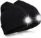 SPGOOD LED Beanie Beleuchtete Mütze mit Licht,Wiederaufladbare USB Winter Warm LED Mütze mit Licht,Lampe Laufmütze für Angeln,Jogger,Camping,Laufen(Schwarz&Schwarz)