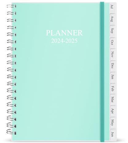 Kalender 2024-2025, A5-Wochenplaner mit Monatsregistern, Rücktasche, Jul 2024-Jun 2025, elastischer Verschluss, Doppeldrahtbindung, einfache Organisation täglichen Lebens, 14,8×21cm, Planer 2024-2025