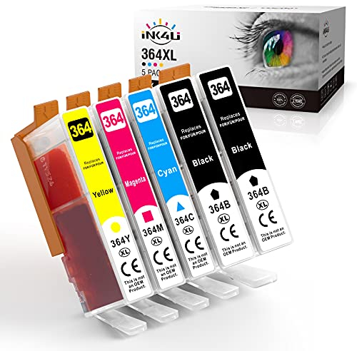 INK4U 364XL Kompatible für HP 364 Druckerpatronen Photosmart 5520 5510 5520 5524 Deskjet 3520 Officejet 4622 4622, 5510 5520 5524 6520 5515 7520 (2 Schwarz, Cyan, Magenta, Gelb)