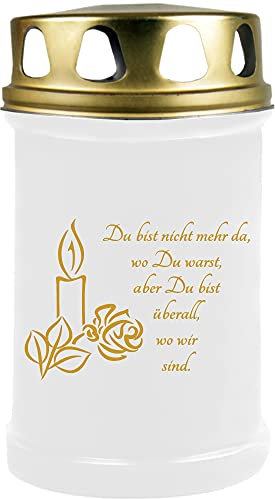 HS Candle Grabkerze Grablicht (Kerze Gold) - ca 48h / 2 Tage Brenndauer je Kerze (14,5cm, Ø 7cm) - versch. Designs