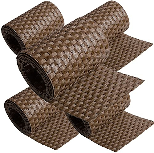 5 x Poly-Rattan Sichtschutzstreifen für Doppelstabzaun Doppelstab Matten Flechtzaun 19|255 cm BRAUN