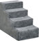 PawHut Escalera para Perros de 4 Peldaños Escalera para Mascotas con Funda Extraíble y Lavable para Cama Sofá 60x35x44 cm Gris