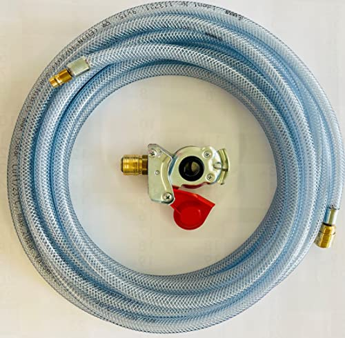 KSO Druckluftschlauch Kupplungskopf 15 Meter, NW 7,2 aus Messing, Maximaler Betriebsdruck 20bar bei 21 Grad°, PVC Schlauch Industriequalität mit Gewebeeinlage, Rot, 1 Stück