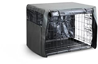 FurDreams 24in Dog Cage Crate Cover – Pet Windproof Cage Cover with 2 Doors (Front & Side) with Breathable Air Mesh – Heavy Duty Box Perfect for Puppy Training (S)