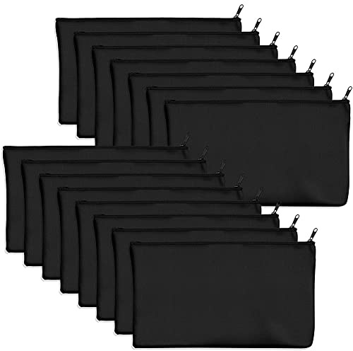 BEEOFICEPENG 15 StüCk Schwarze Leere Segeltuch Tasche 8,3 X 4,7 Schreibwaren Aufbewahrung ReißVerschluss Tasche Mach Es Selbst Graffiti Stift FedermäPpchen Mach Es Selbst Geschenk TüTe