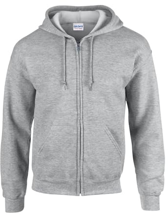 Gildan Heavy Blendâ Full Zip Hooded Sweatshirt Sweatshirt Sport Grey, L Unisex Erwachsene, Sport grau, L