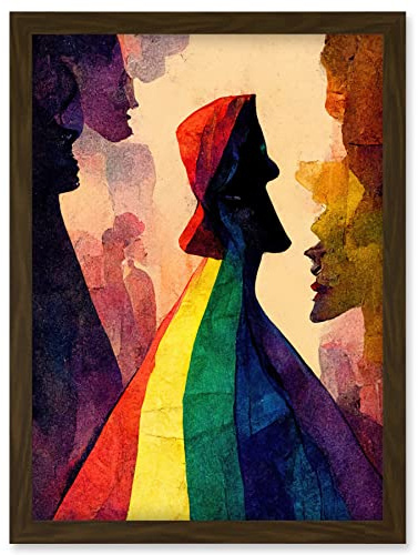 Doppelganger33 LTD The Others Abstract LGBTQ Rainbow Figures Artwork Framed Wall Art Print A4