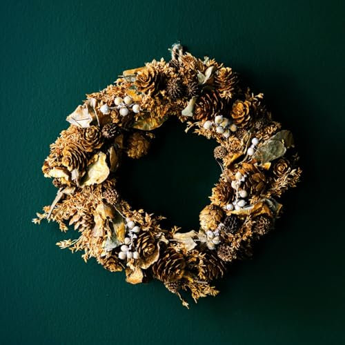 Marco Paul - Corona Tradicional rústica Natural perfumada de Navidad decoración Festiva con Conos de Pino Bayas decoración de Pared de Puerta Colgante de Navidad al Aire Libre 24 cm (Naranja)