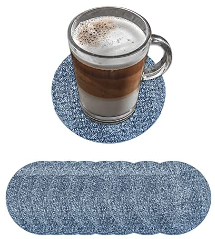 PU Leder Untersetzer 8er Set, hitzebeständige Getränk Untersetzer, Kaffee Getränk für Zuhause, Büro, Küche, Bar, Schützen Tisch vor Flecken, Wasserringen und Schäden