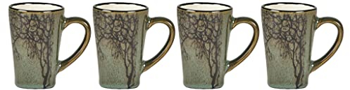 Villa Collection Hela Espressotassen Set 4 Stück, Kleine Tassen/Kaffeebecher für Espresso, mit Henkel, aus Steingut/Keramik, Durchm. 5,5 cm, Höhe 8 cm, 10 cl, Grün