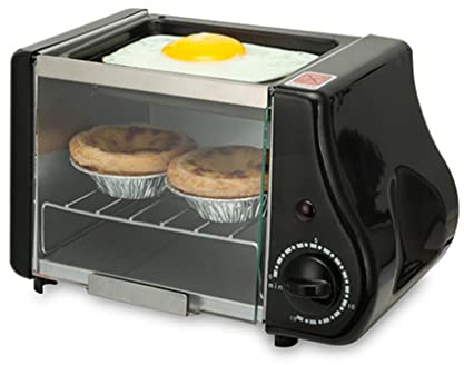 Samnuerly Multifonction Mini Cuisson Électrique Boulangerie Rôti Four Grill Œufs Frits Omelette Petit Déjeuner Machine Machine À Pain Grille-Pain (Couleur : Jaune) (Noir)