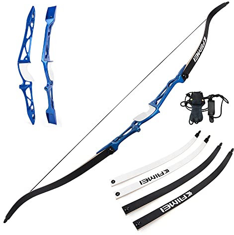 surfwolf Bogenschießen Recurve Bogen 66 68 70 Target Recurve Bogen 12-40 lbs Takedown Recurve Bogen Wettkampf Recurve Bogen Jagdbogen（Blau,68-40lbs）