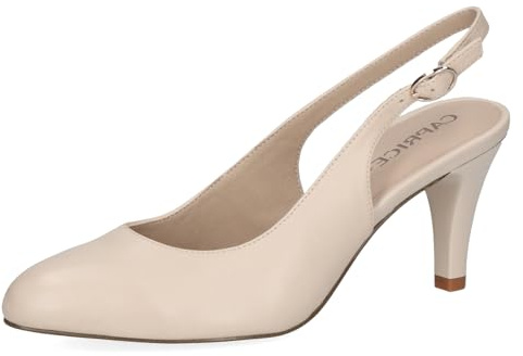 CAPRICE Damen Slingpumps aus Leder Elegant, Cremefarben (Offwhite Nappa), 41 EU