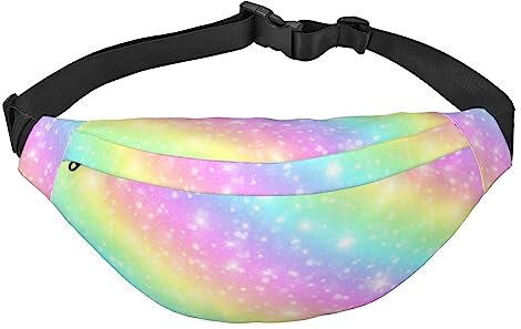 Einhorn Pastell Regenbogen Bauchtasche Verstellbare Gürteltasche Lässige Hüfttasche Crossbody Tasche für Sport Reisen Party, Schwarz, Einheitsgröße, Schwarz , Einheitsgröße