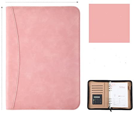 Taccuino Tascabile A6 A5 B5. Diario Notebook e Journal Binder Spirale con calcolatrice borsa con cerniera Nota Book Business Manager Cartella Padfolio Manuale Taccuino A5 ( Color : Pink , Size : B5 )