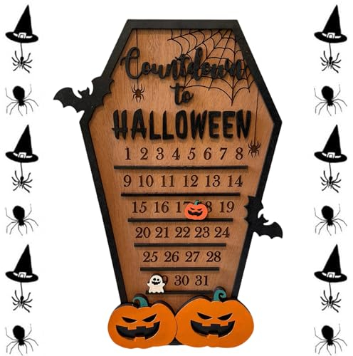 Feliciay Halloween Adventskalender 2024, Vintage Countdown zum Halloween Kalender, Praktischer Halloween-Kalender für Partydekoration Passi,Schreibtischdekorationsgeschenk (Kürbis)