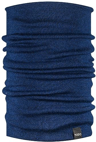 TODO Warme 100% Merino Schlauchschal Herren und Damen. Wolle, Atmungsaktiv Merino Halstuch Herren Merinowolle (100% Merino Schal, Navy)