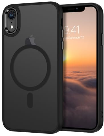 DUEDUE Coque pour iPhone XR Compatible avec MagSafe Aimanté, Protection pour iPhone XR Matte Fine Rigide Antichoc, Coque de Téléphone pour iPhone XR Magnétique, Mat Noir