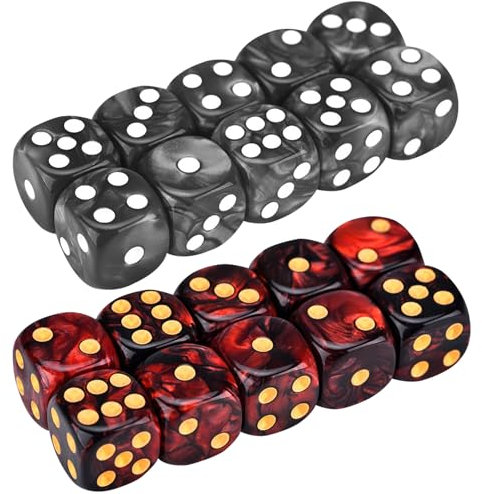 D6 dadi da dadi a 6 dati da dadi d6 set da dadi 20pcs 16mm modello perle a 6 date set da dadi set acrilico arrotondare gambo di dadi angoli con 1-6 pips giochi divertenti per forniture per feste nere