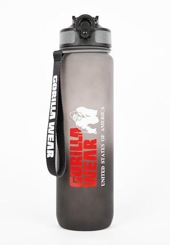 Gorilla Wear Farbverlauf-Wasserflasche 1000 ml – Schwarz/Grau
