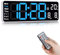 Fuloon Digitale Wanduhr,USB Wanduhr mit 13-Zoll-Großdisplay,LED-Digitaluhr mit Fernbedienung,Timing und Countdown,digitaler Wecker mit Datum,Woche,Temperatur (Blau, 13 Zoll)