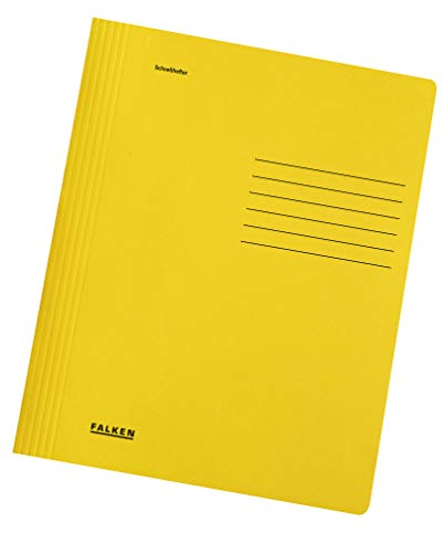 Original Falken 100er Pack Schnellhefter Intensivfarben. Made in Germany. Aus Recycling-Karton für DIN A4 kaufmännische und Behördenheftung gelb Blauer Engel Hefter ideal für Büro und Schule