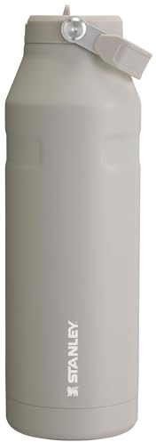 STANLEY IceFlow Flip Straw 2.0 Bottle, 50 oz, Ash | Easy Carry Handle | Twist On Lid and Flip Up Straw | Lightweight Water Bottle | Insulated Stainless Steel | BPA-Free