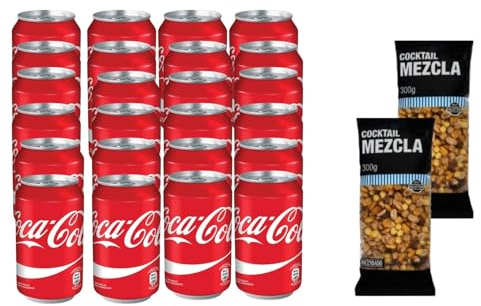 UBOON - CocaCola Sabor Original - Refresco de cola - Pack de 24 latas 330 ml + ¡Incluye Dos Cocktail mezcla Mercadona de Regalo