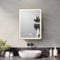 ELEGANT LED Bathroom Mirror Cabinet with Shaver Socket, Wall Mounted Bathroom Mirror Cabinet with Touch Button 3 Colour Light and Demister Stainless Steel Bathroom Mirror Cabinet 450x600mm Yellow