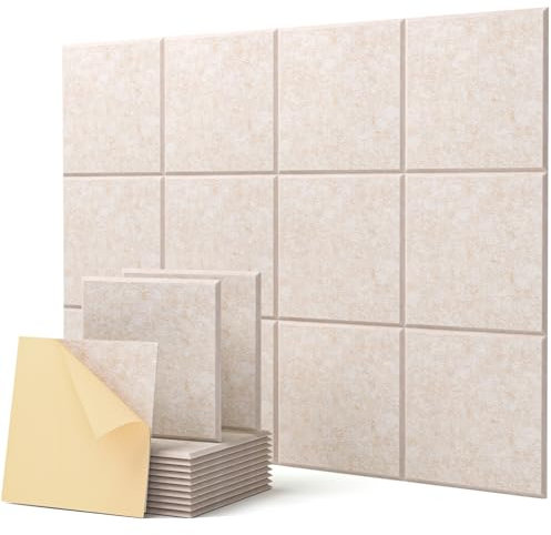 Lot de 12 Panneaux Acoustique Autocollants Carrées, Anti bruit Panneaux Acoustiques Haute Densité Isolant Phonique Pour Mur, Plafond et Porte - Panneau Acoustique - Plaque Acoustique (30×30×0,9cm)