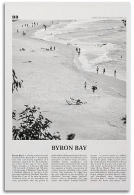 Byron Bay Print Black And White Beach, Byron Bay Wall Art, Byron Bay Poster, Byron Bay Photo, Byron Bay Decor, New South Wales, Australia Poster Dekorative Malerei Leinwand Wandposter und Kunstbild
