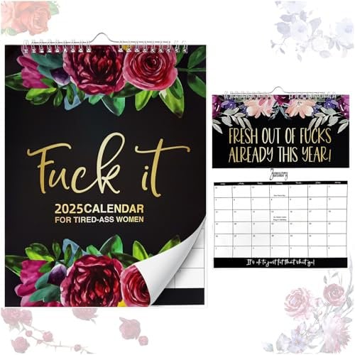2026 Kalender für müde-ass Frauen, Fuck it Wandkalender 2026 Schwörkalender Planer für müde Ass Frauen Lustige monatliche Wandkalender Gag Geschenk Home Office Neujahrsgeschen