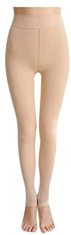 Momolaa collant sans pied chair 220G Solid Velvet Ladies Plus Stepping Medium Color Épaisseur Chaussettes Élastiques Collants collant sans pied chair (Beige, One size)