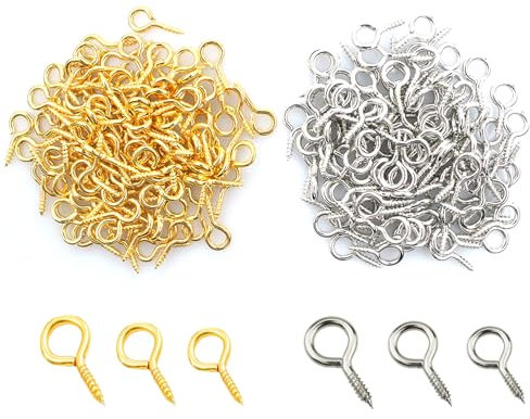 HBERCAI 600 Pezzi Occhielli a Vite,Mini Viti a Occhiello Ganci a Occhiello Ganci a Vite Filettati,Bulloni a Occhiello Ganci Avvitabili per Parete,Impiccagione,Fai da te Artigianato (12mm/10mm/8mm)