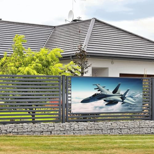 Banner Party-Dekoration, Happy Birthday-Banner, personalisiertes Banner mit Messingösen, Flugzeug-Kampfflugzeug-Jets, Banner, Party-Hintergrund, Hof-Banner, Schild, Hintergrund für Innen- und