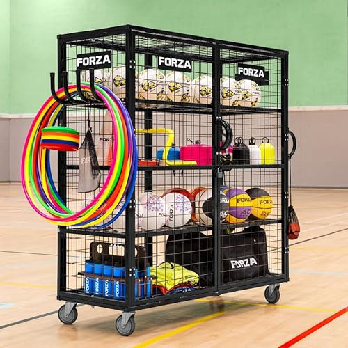 FORZA XL Sports Equipment Storage Cabinet & Trolley | Heavy-Duty Steel Sports Trolley with Removable Shelves - Ideal for Schools and Sports Clubs