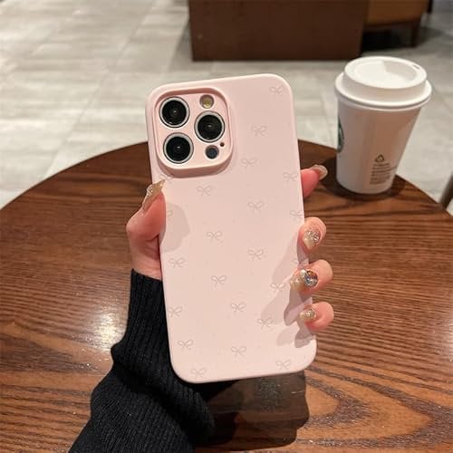 ZCDAYE Case for iPhone 13 Pro Max Silicone Phone Case, Cute Bow Print Solid Women Shell Durable Protective Case Soft Skin Friendly Phone Cover for iPhone 13 Pro Max (6.7 inches),Pink