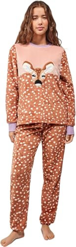 GISELA Pigiama Donna Invernale in Pile Coral Effetto Velluto Art. 20211 s (IT, Testo, L, Regular, Regular, Multicolor)
